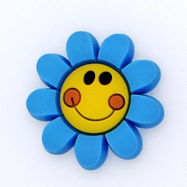 Blue Smiley Flower Shoe Charm