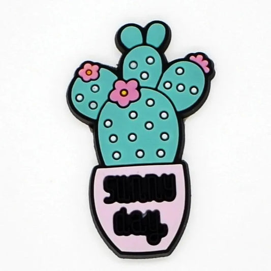Blue Cactus In Pink Pot Shoe Charm