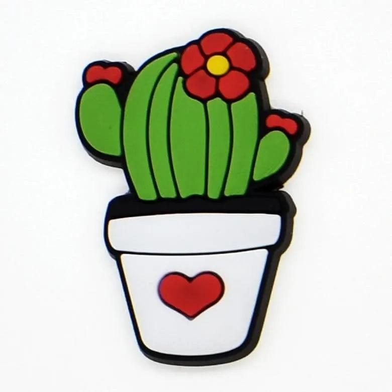 Green Cactus In White Pot Shoe Charm