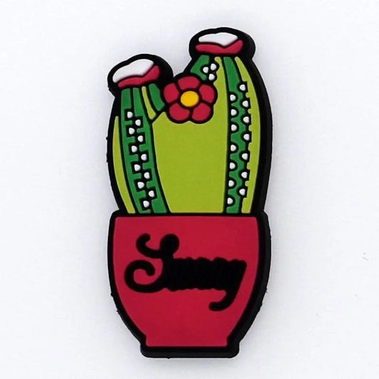Tall Green Cactus In Red Pot Shoe Charm