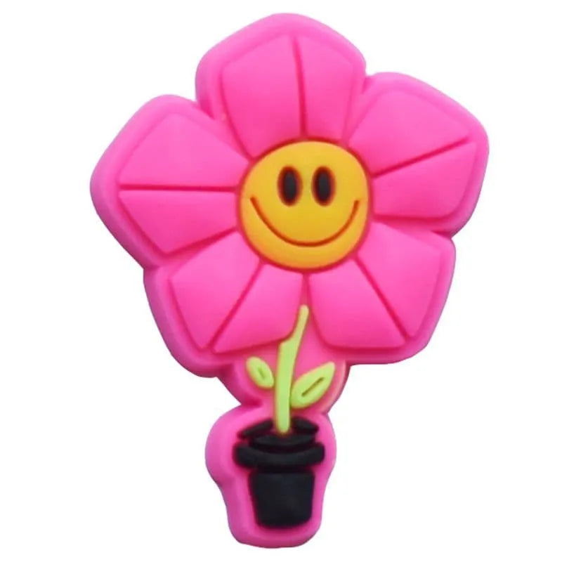 Pink/Yellow Face In Pot Shoe Charm
