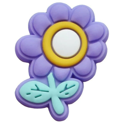 Purple/Yellow White Plant With Leaves Shoe Charm