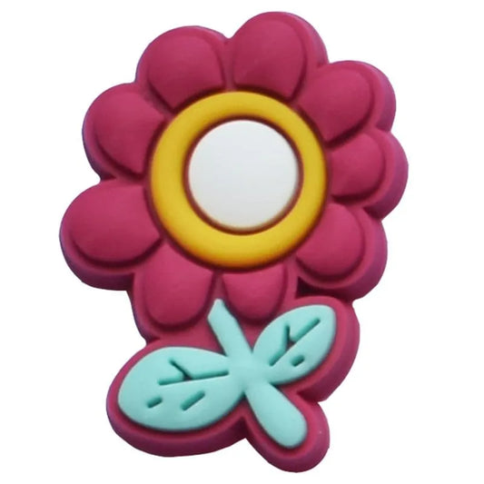 Dark Red/Yellow/White Plant With Leaves Shoe Charm