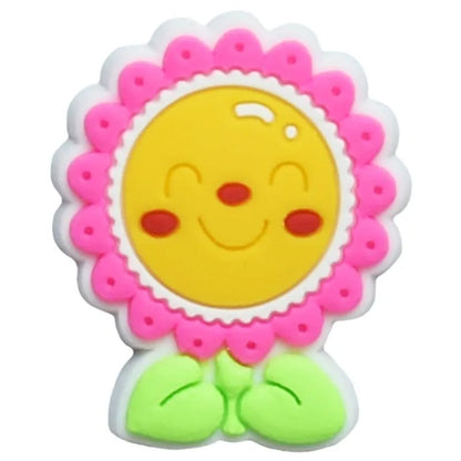 Pink/Yellow Smiley Plant Shoe Charm