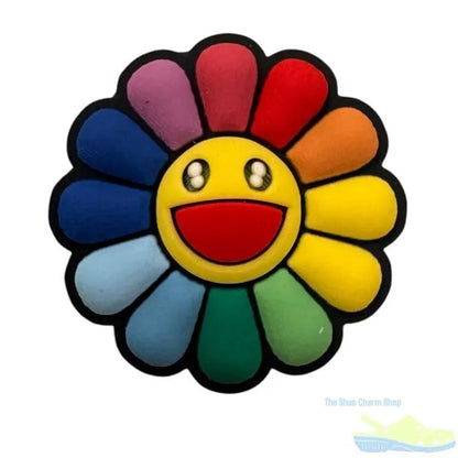 Sunflower With Rainbow Petals And Big Smile Shoe Charm