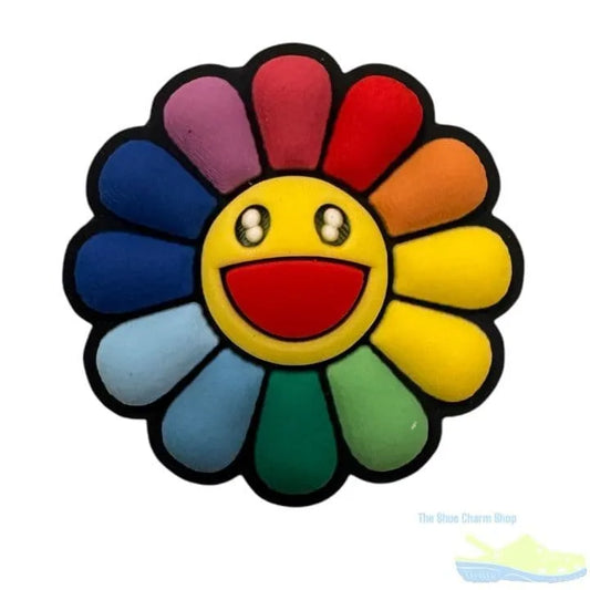 Sunflower With Rainbow Petals And Big Smile Shoe Charm