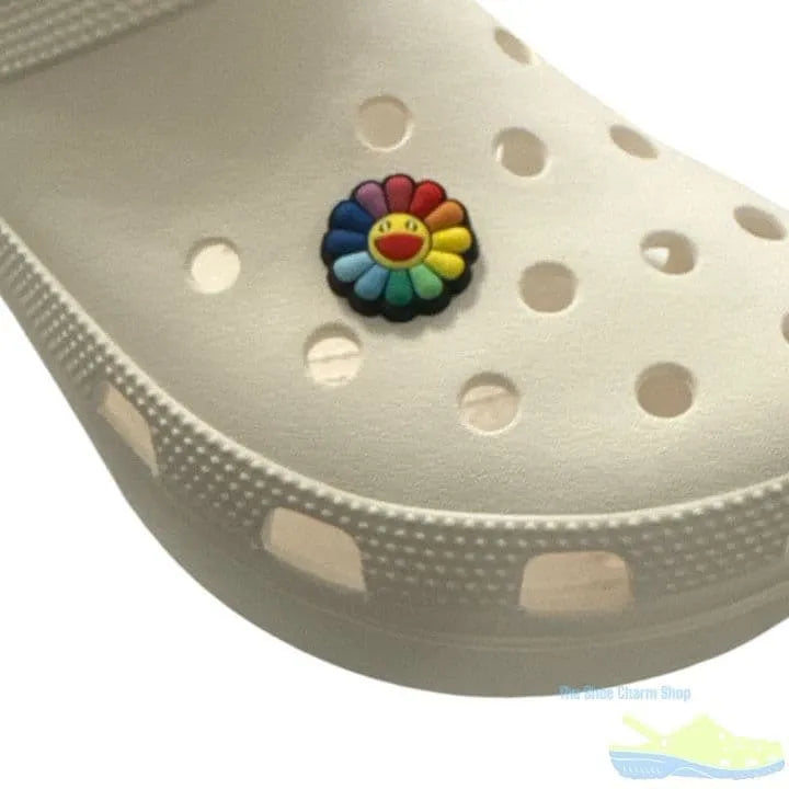 Sunflower With Rainbow Petals And Big Smile Shoe Charm