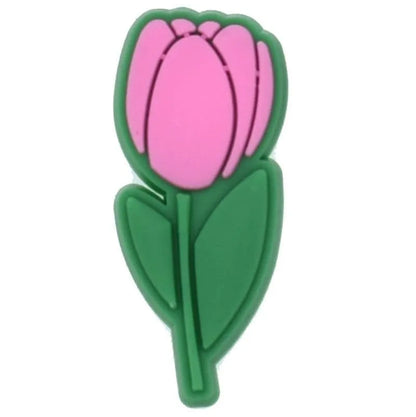 Pink Tulip Stem Shoe Charm