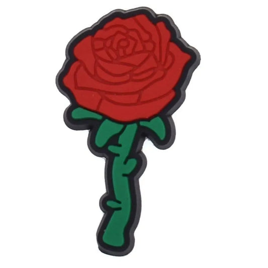 Red Rose On Stem Shoe Charm