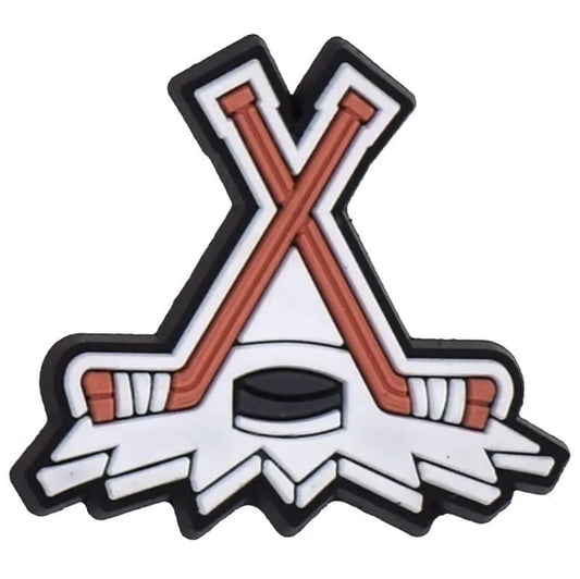 Crossed Sticks With Puck Shoe Charm