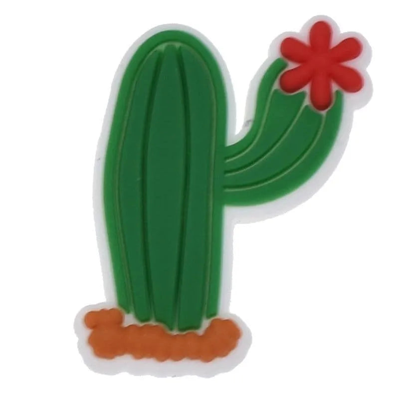 Cactus Plant With Red Flower Shoe Charm