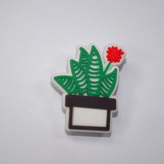 Plant With Red Flower In Pot Shoe Charm
