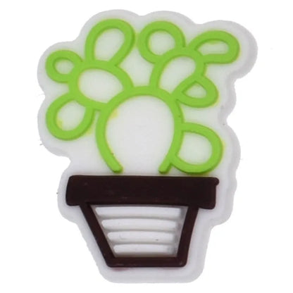 Cactus Plant In Black And White Pot Shoe Charm