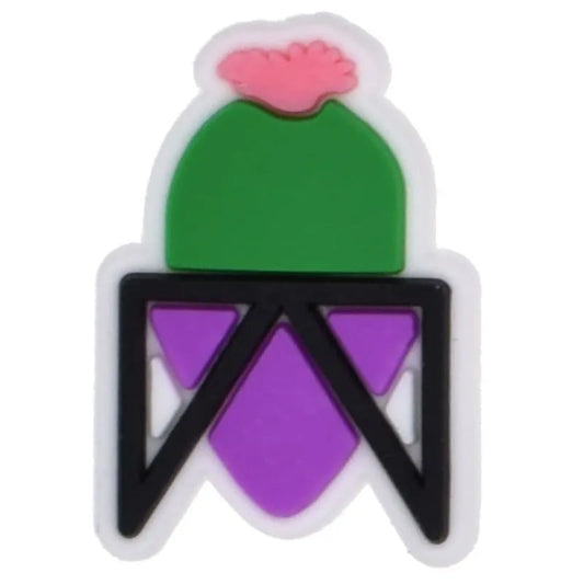Cactus Plant In Purple Pot And Black Stand Shoe Charm