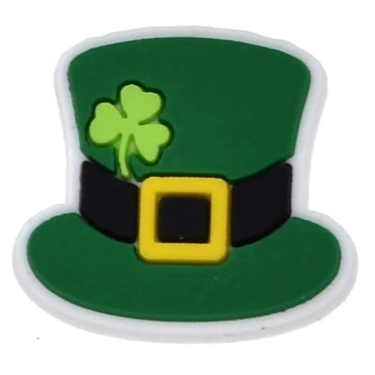 Green Top Hat With Four Leaf Clover Shoe Charm
