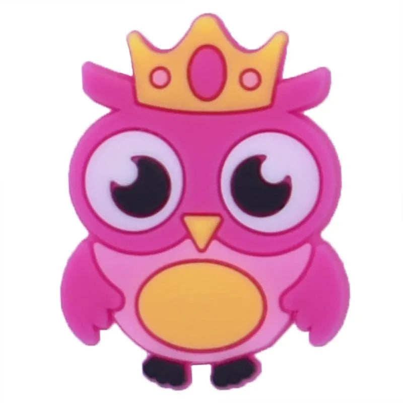 Owl With A Crown Pink Shoe Charm