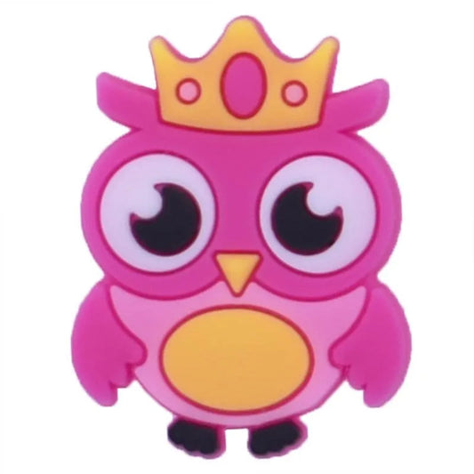 Owl With A Crown Pink Shoe Charm