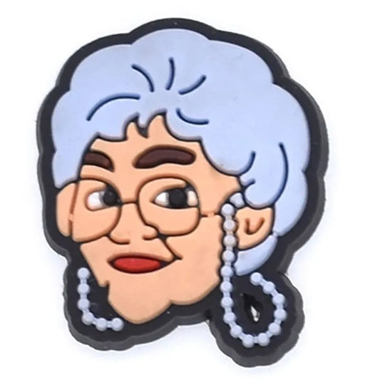 Lady With Glasses Shoe Charm