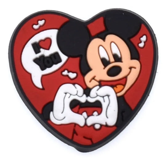 Love Heart, I love you, Mickey Mouse shoe charm