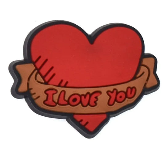 I LOVE YOU ribbon wrapped heart shoe charm