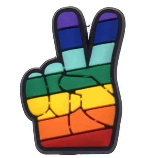 Peace Symbol Hand In Rainbow Colours Shoe Charm
