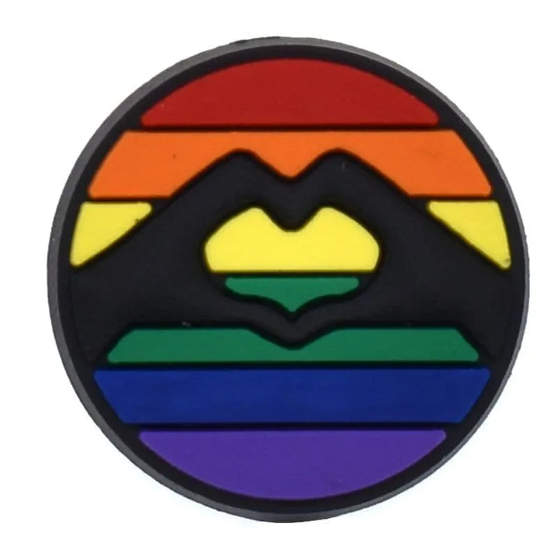 Heart In Hands With Rainbow Shoe Charm