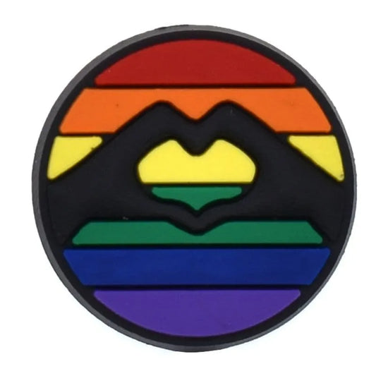 Heart In Hands With Rainbow Shoe Charm