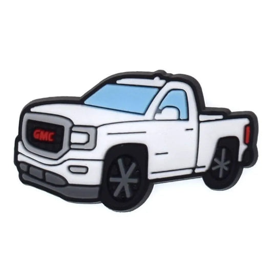 Gmc White Pickup Truck Shoe Charm