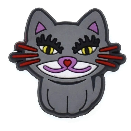 Grey Pussy Cat Shoe Charm