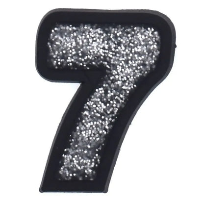 Shoe charm -NUMBERS, Sparkle Silver on Black