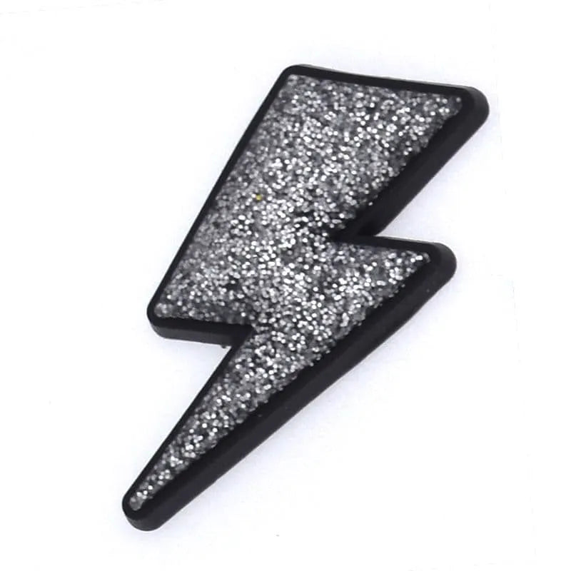 Shoe charm -NUMBERS, Sparkle Silver on Black