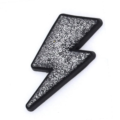 Shoe charm -NUMBERS, Sparkle Silver on Black