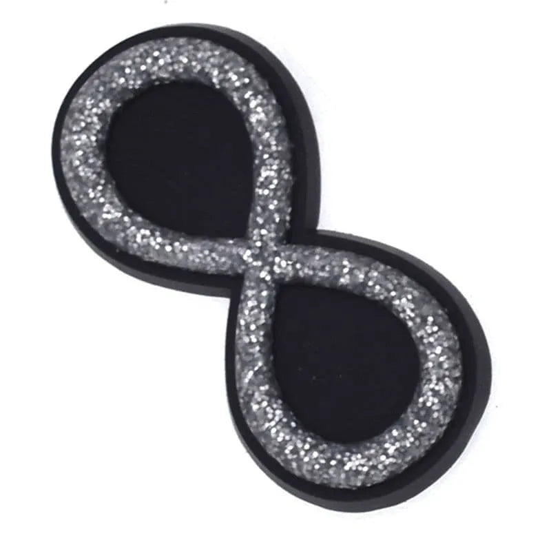 Shoe charm -NUMBERS, Sparkle Silver on Black