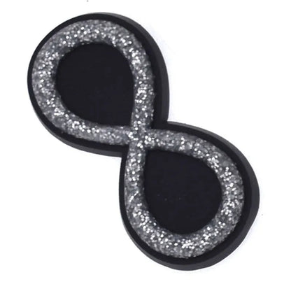 Shoe charm -NUMBERS, Sparkle Silver on Black