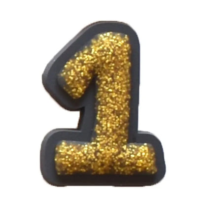 Shoe charm -NUMBERS, Sparkle Gold on Black