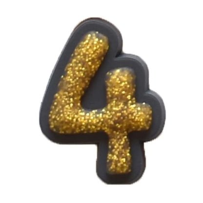 Shoe charm -NUMBERS, Sparkle Gold on Black