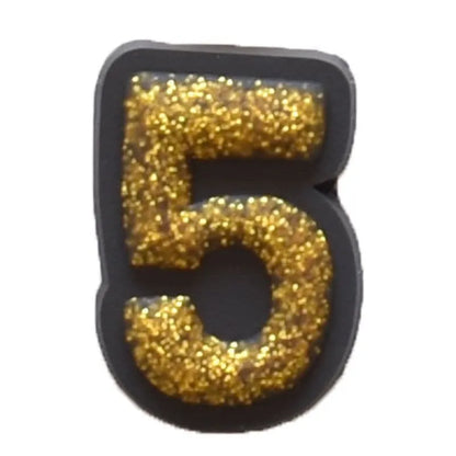 Shoe charm -NUMBERS, Sparkle Gold on Black