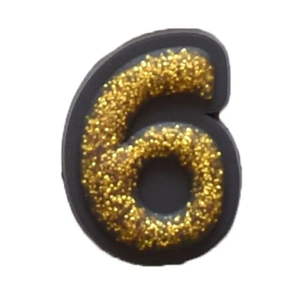 Shoe charm -NUMBERS, Sparkle Gold on Black