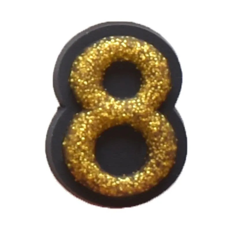 Shoe charm -NUMBERS, Sparkle Gold on Black