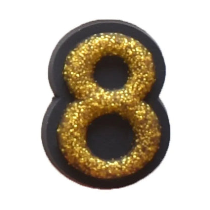 Shoe charm -NUMBERS, Sparkle Gold on Black