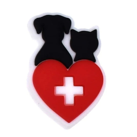 Puppy & Kitten Heart Shoe Charm