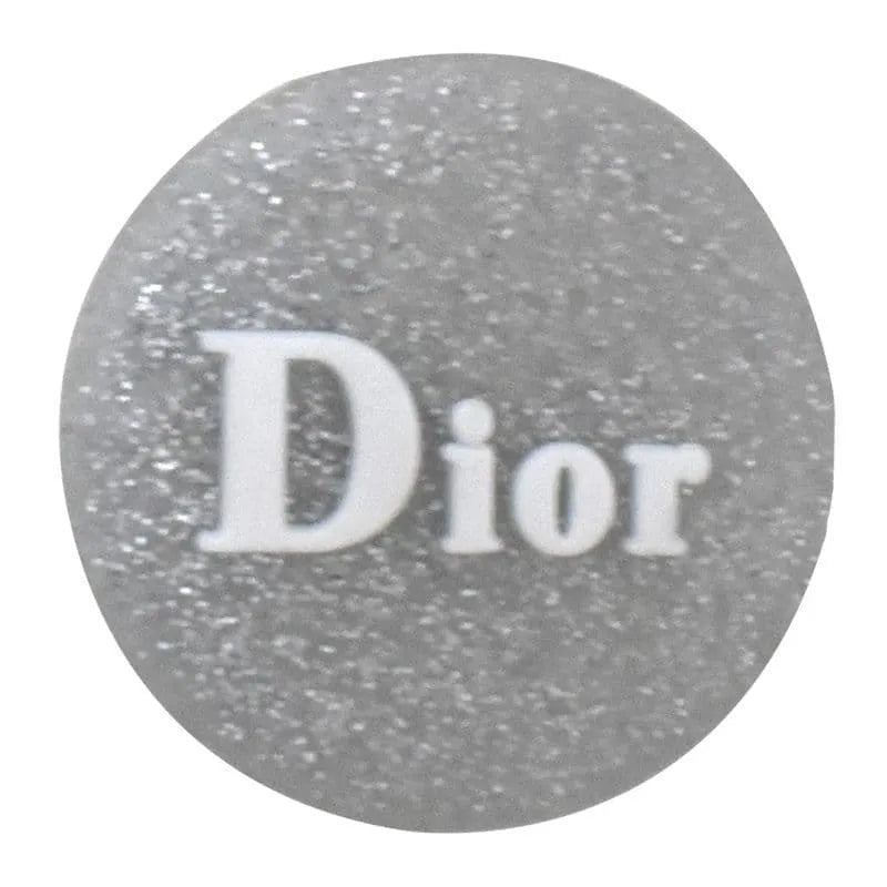 Dior Round Badge Speckled Silver Shoe Charm