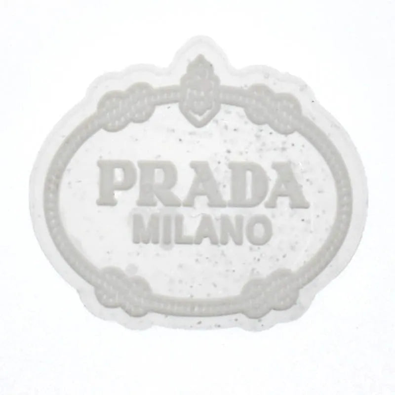 Prada Logo Speckled Silver Shoe Charm