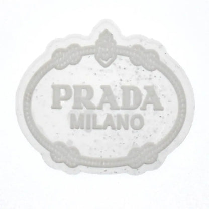 Prada Logo Speckled Silver Shoe Charm