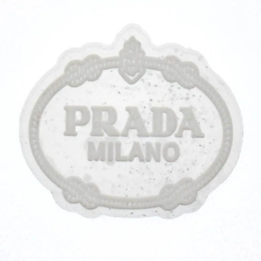 Prada Logo Speckled Silver Shoe Charm