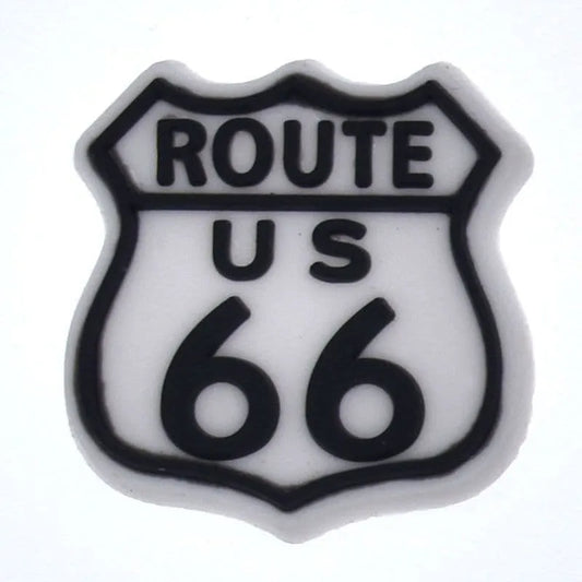 Route 66 Black On White Shoe Charm
