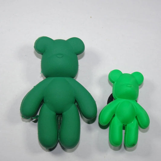 Large Teddy Bear Green Shoe Charm