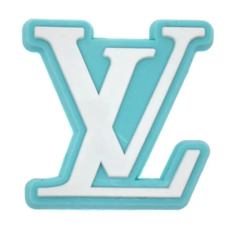 Lv Louis Vuitton White On Aqua Shoe Charm