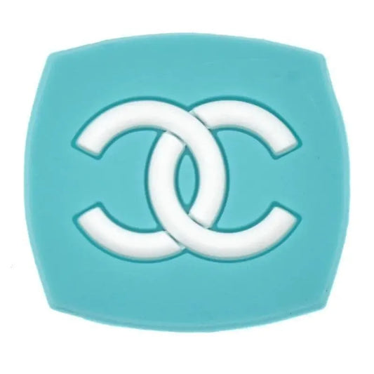 Chanel Double C Badge Aqua Shoe Charm