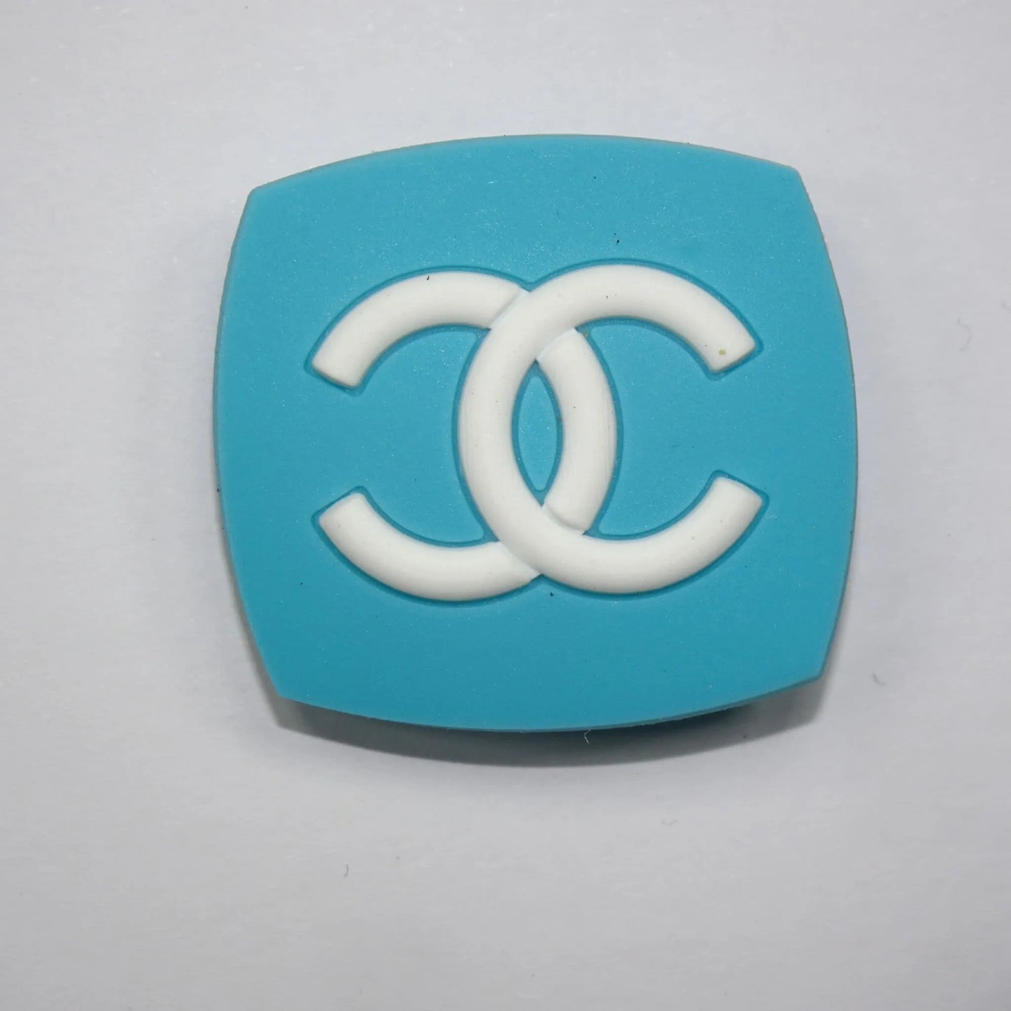 Chanel Double C White On Aqua Shoe Charm